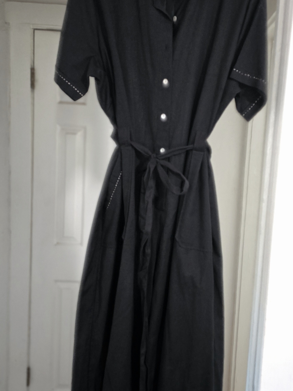 Cost Plus World Market Black Button-Front Maxi Dress with Tie Waist